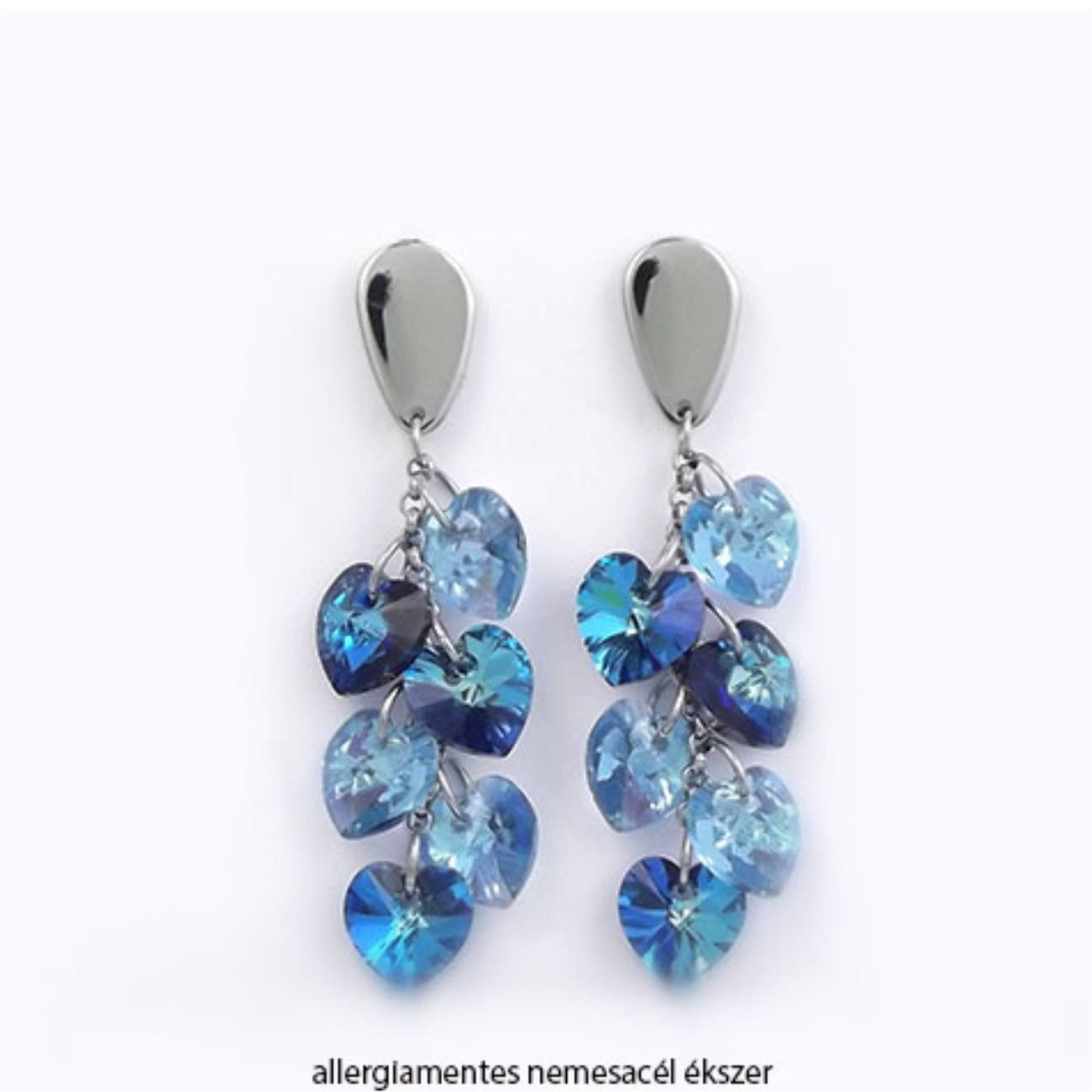 FÜRTÖS SZÍVEK - crystal  bermuda blue - aquamarine