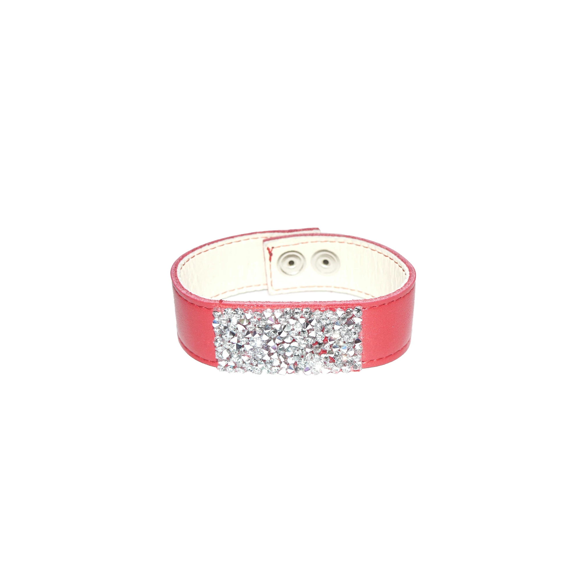 BŐR KARKÖTŐ SWAROVSKI KRISTÁLLYAL - red