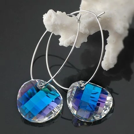 EZÜST KARIKA  FÜLBEVALÓ - KRISTÁLLYAL 