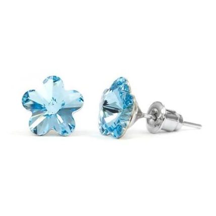 VIRÁG ALAKÚ KRISTÁLY FÜLBEVALÓ - aquamarine