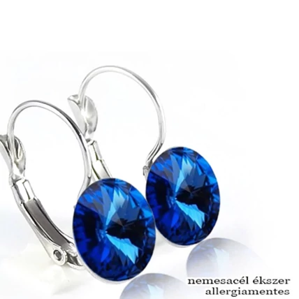 RIVOLI FRANCIAKAPCSOS FÜLBEVALÓ - 12mm-es KRISTÁLLYAL