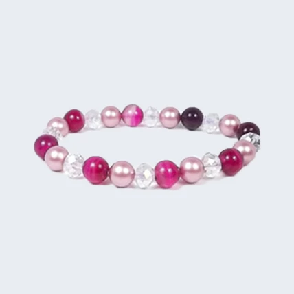 RÓZSASZÍN ACHÁT ÁSVÁNYI KARKÖTŐ