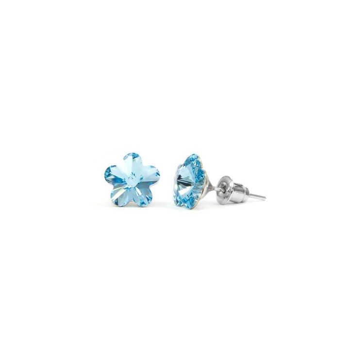 Kép 1/2 - VIRÁG ALAKÚ KRISTÁLY FÜLBEVALÓ - aquamarine