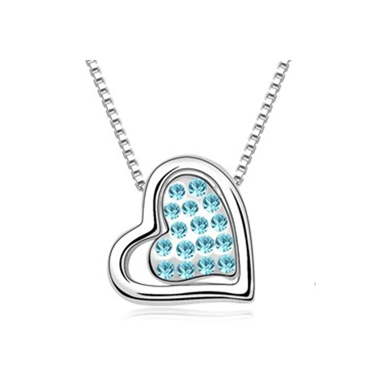Kép 1/3 - SZÍV NYAKLÁNC - aquamarine