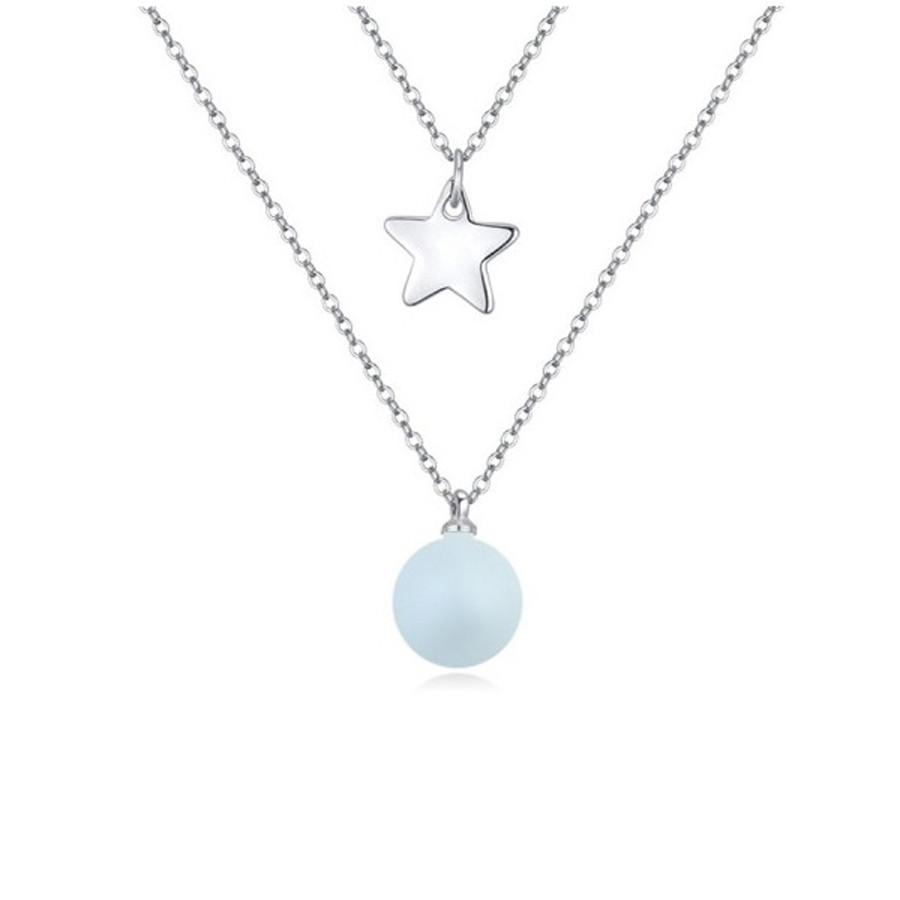 GYÖNGY - CSILLAG MEDÁL NYAKLÁNCON - light blue